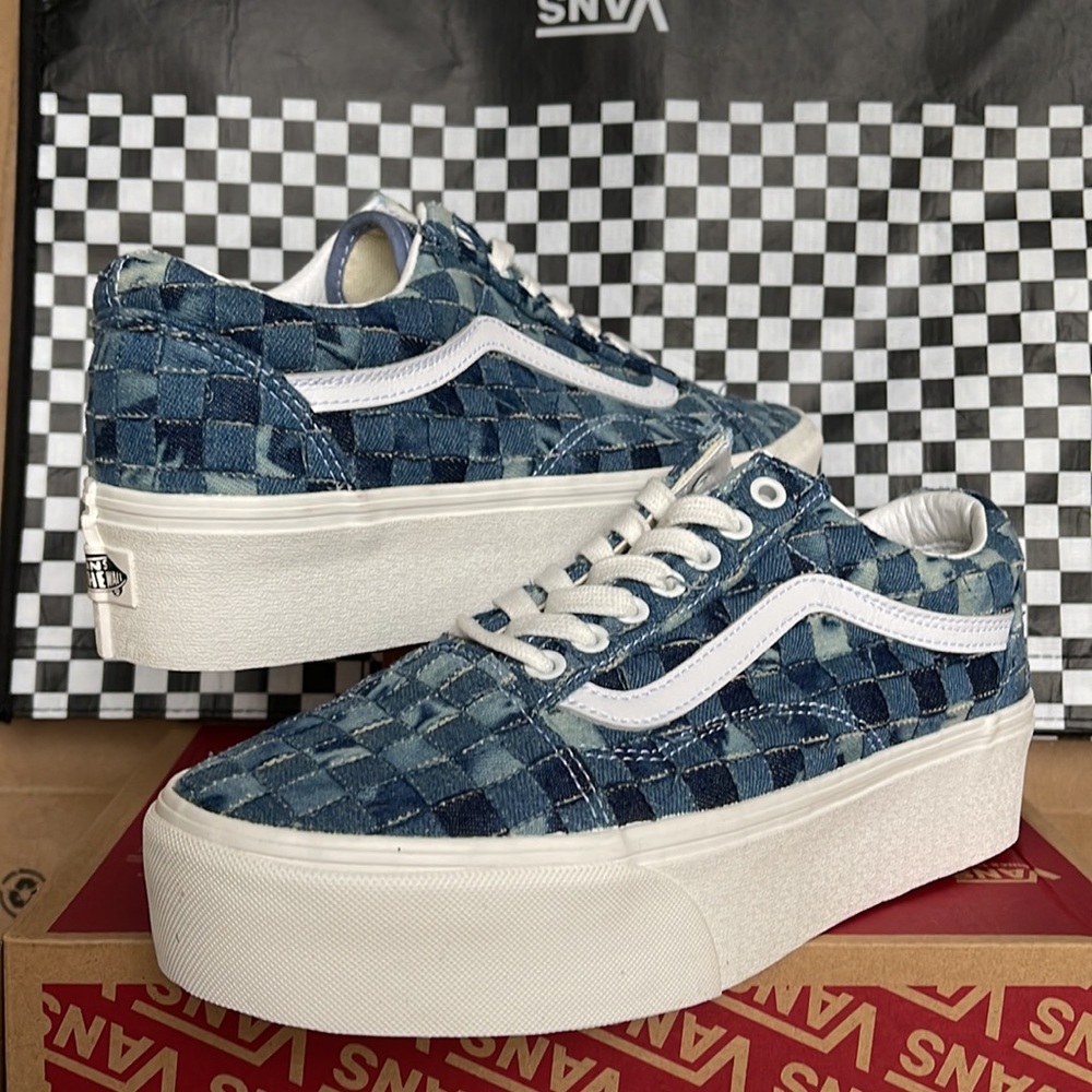Vans Old Skool Stacked Platforms Woven Denim/Multi WMNS sneakers - Picture 9 of 16